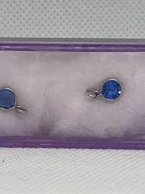 Harry Mason vintage Blue Rhinestones Dangles - original purple box
